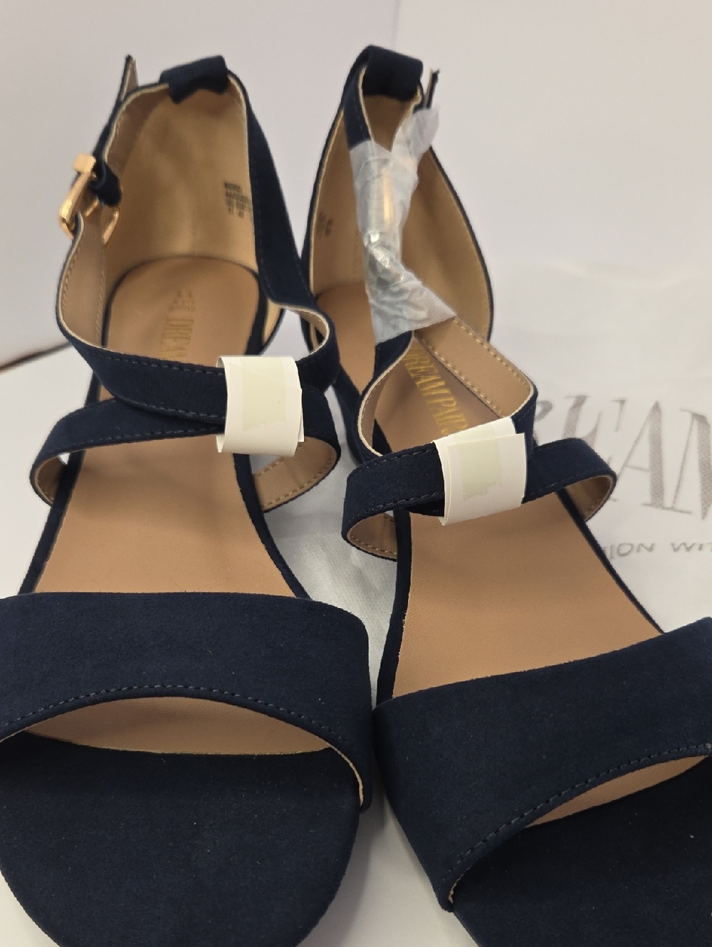 NWT Dream Pairs women's low wedge sandals Navy Size 11